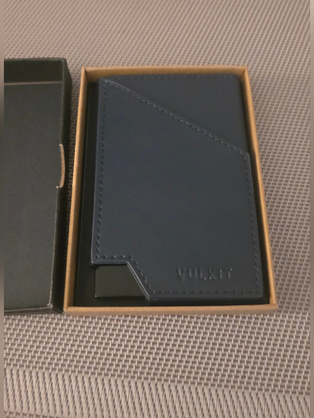VULKIT Pop Up Slim Card Wallet - Navy Leather